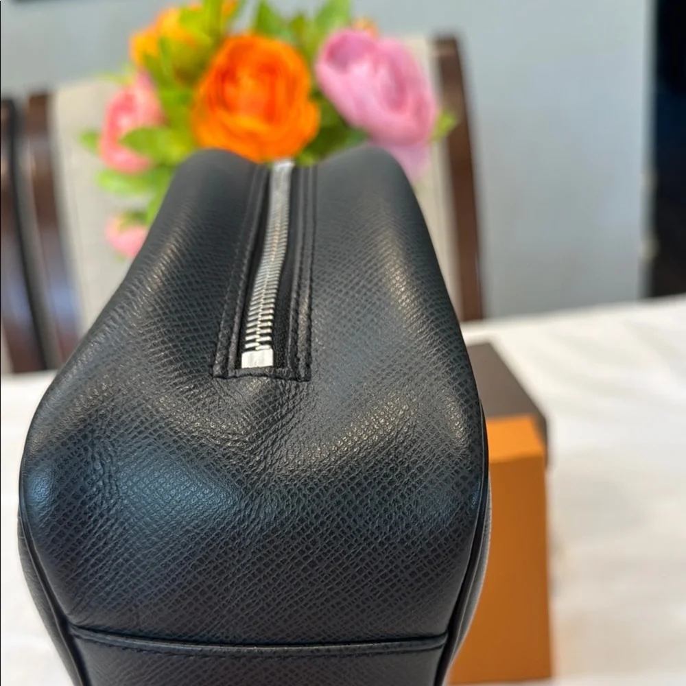 Louis Vuitton Black Leather Cosmetic Pouch